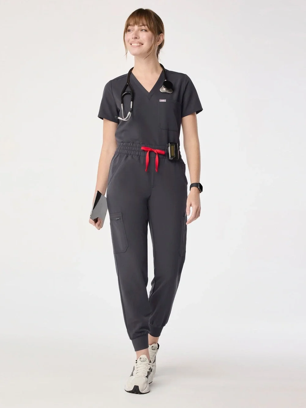 FIGS Charcoal Grey Casma Scrub Top Zamora Jogger Pants Set XS